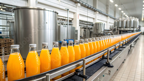 Modern Juice Factory Production Line with Bottled Orange Juice – Industrial Beverage Manufacturing Process