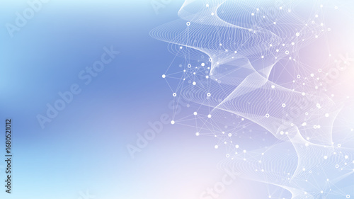 Colorful molecules background with DNA helix, DNA strand, DNA Test. Molecule or atom, neurons. Abstract structure for science, healthcare or medical background, banner. Scientific vector illustration