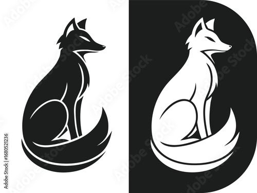 Black and White Fox Logos Side by Side animal silhouette