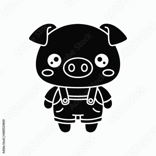 Cute Pig Cartoon Character Animal Kids Vector Illustration