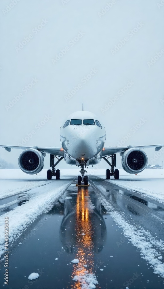 custom made wallpaper toronto digitalA commercial airplane sits on a snowy tarmac, wings dusted with fresh powder, under a gray winter sky Ready for takeoff or awaiting departure in frigid conditions , snow, commercial flight