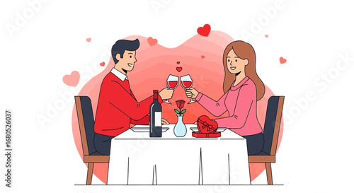Animated Couple Celebrating Romance With Wine And Presents In A Romantic Evening Setting