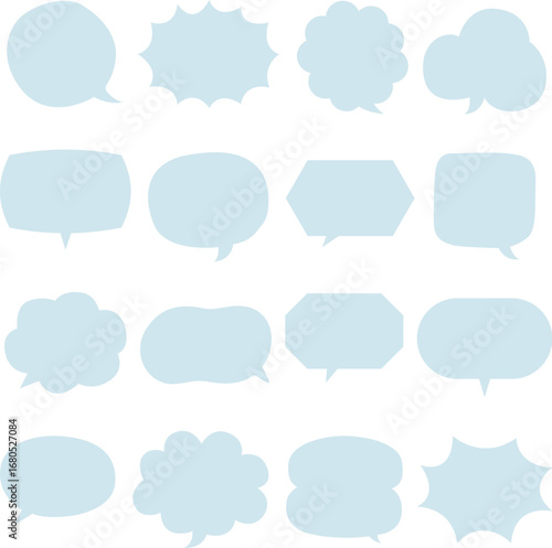 A set of a balloon frame with a cloud-like appearance, available in shades of cyan and light blue. / 雲のような吹き出し フレーム セット シアン 水色