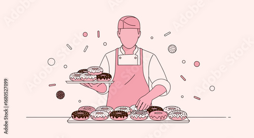 Baker's Delicious Doughnuts: A Sweet Treat Illustration For Dessert Lovers