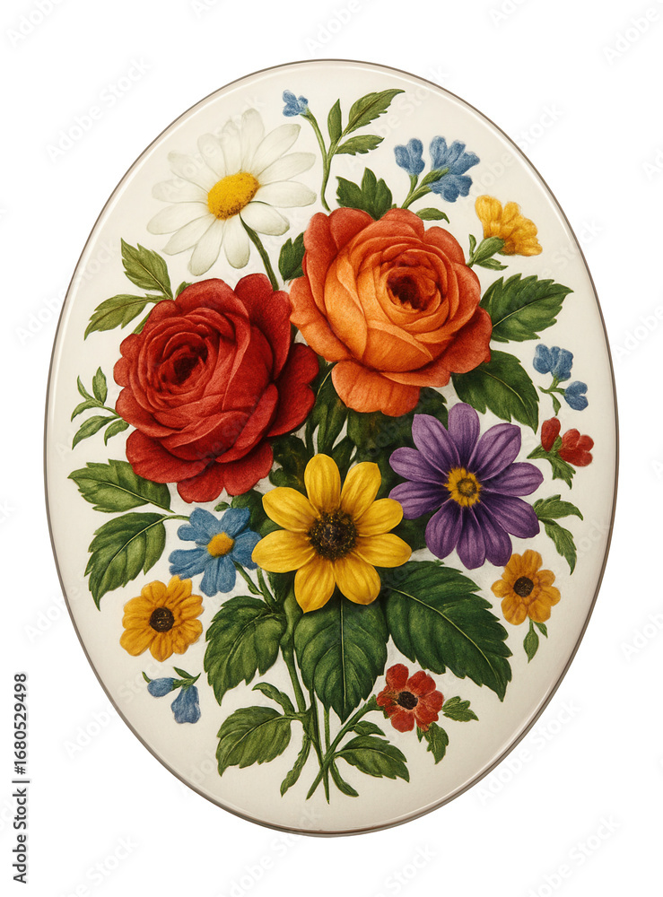 Fototapeta premium Oval glossy label with floral design