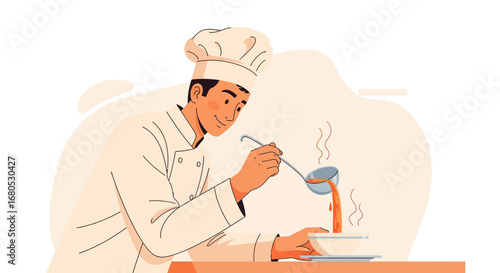 Chef Preparing Delicious Broth in a Modern Kitchen Setting Perfect for Cooking Images