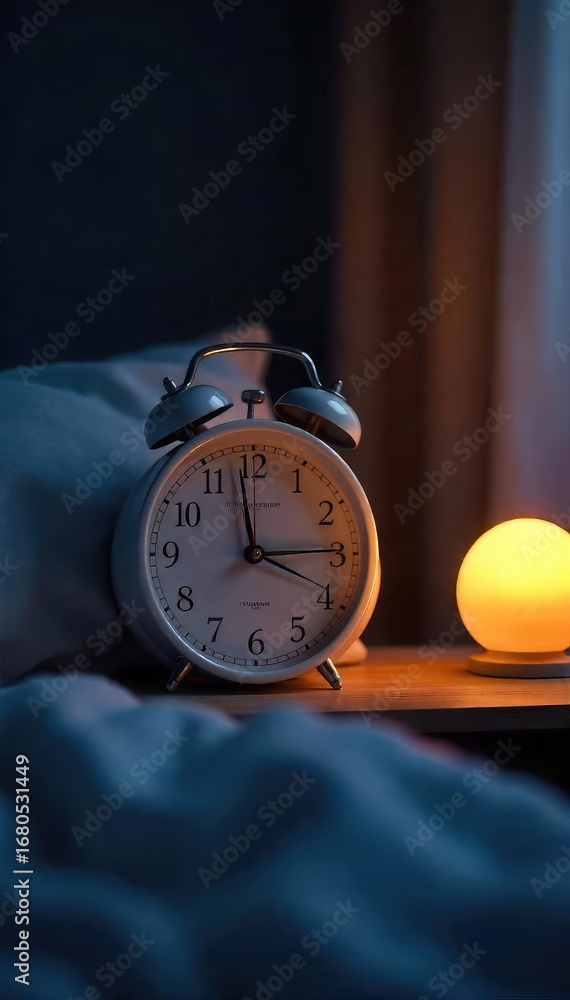 custom made wallpaper toronto digitalA bedside clock displays the time, its soft glow illuminating a darkened room; suggesting peaceful sleep and the quiet passage of night , soft light, insomnia