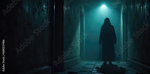 Wallpaper Mural A shadowy figure lurks in a darkened room, a chilling scream echoing in the silence A haunting image perfect for horror, thriller, or suspense projects , panic, dark, nightmare Torontodigital.ca