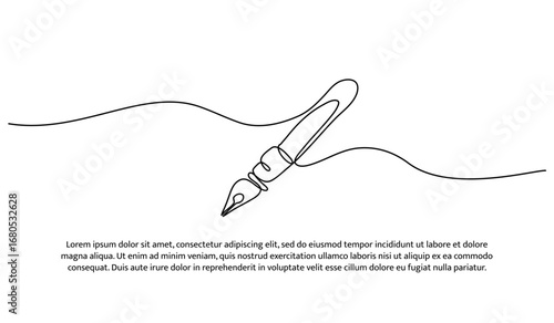One line of pen. Abstract minimal continuous line.