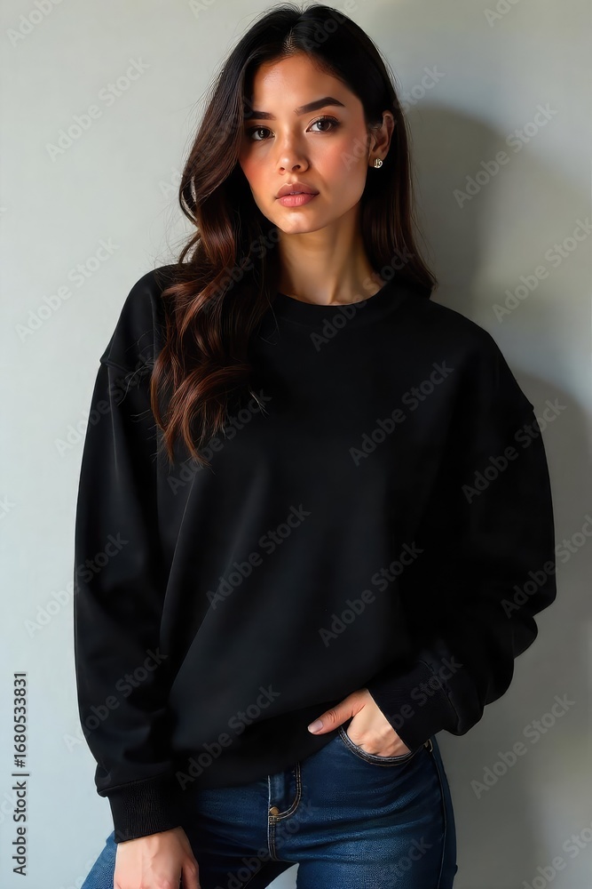 custom made wallpaper toronto digitalA classic black sweatshirt, soft and comfortable, perfect for layering or wearing alone The fabric is smooth and shows minimal texture Ideal for casual wear and relaxed styling , garment, black
