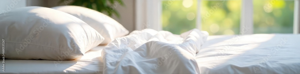 custom made wallpaper toronto digitalA crisp white sheet, freshly laundered, lies smooth on a bed, ready for a restful night's sleep Sunlight streams through a nearby window, highlighting its texture and clean lines , morning, crisp