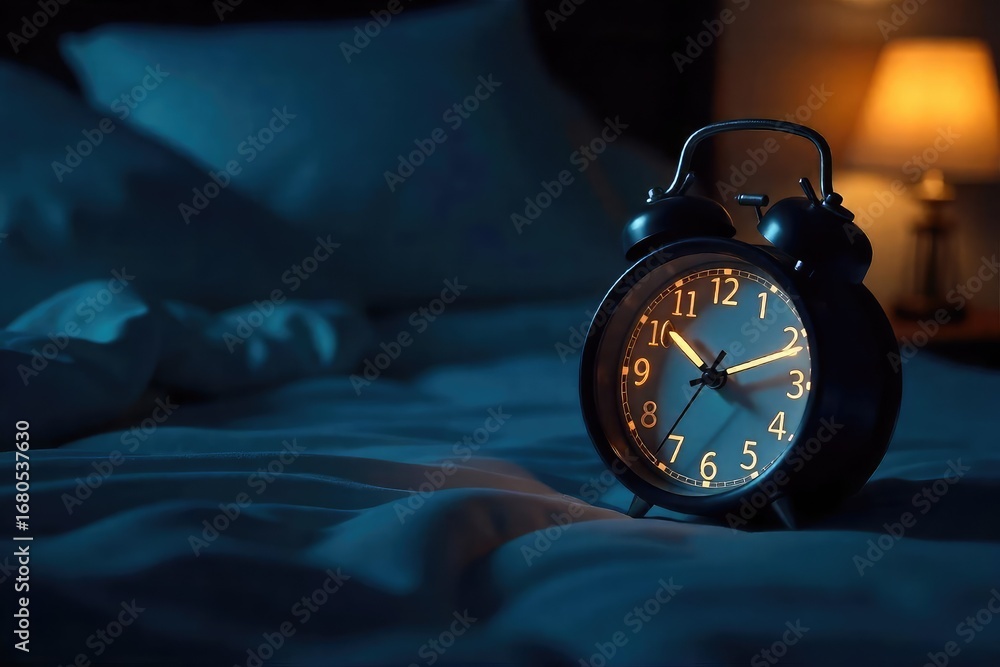 custom made wallpaper toronto digitalA bedside clock displays a late-night hour, subtly illuminated in a dark room, suggesting peaceful sleep and the passage of time The scene evokes tranquility and rest , alarm, interior