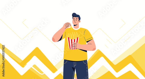 Man Enjoying French Fries Delicious Snack with a Fresh Look and Modern Composition
