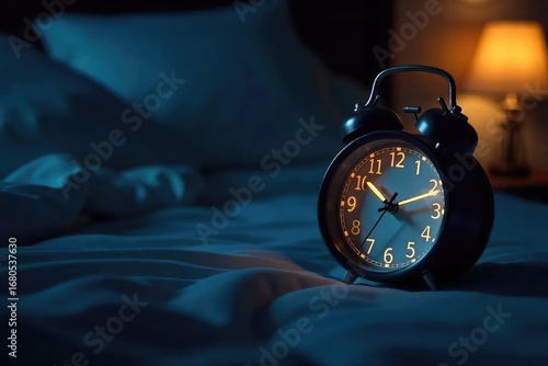 Wallpaper Mural A bedside clock displays a late-night hour, subtly illuminated in a dark room, suggesting peaceful sleep and the passage of time The scene evokes tranquility and rest , alarm, interior Torontodigital.ca