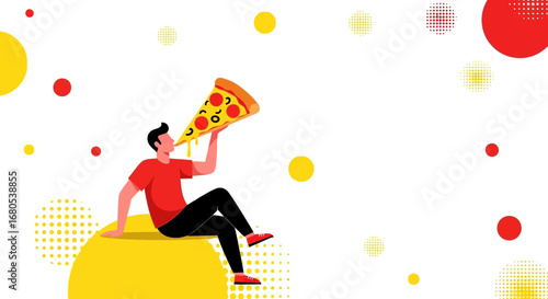 Pizza Moment: An Illustration Depicting Pure Delight And Deliciousness With White Background