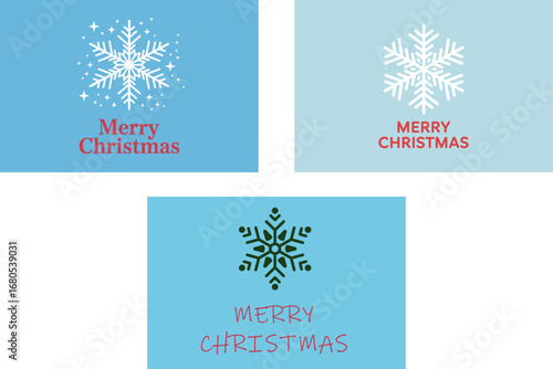 Festive snowflakes and "Merry Christmas" greetings on a cool blue background.