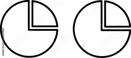 Two abstract circular diagrams divided into segments representing data and information analysis silhouette
