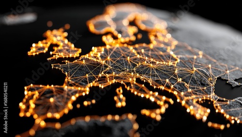 Illuminated network map of Europe