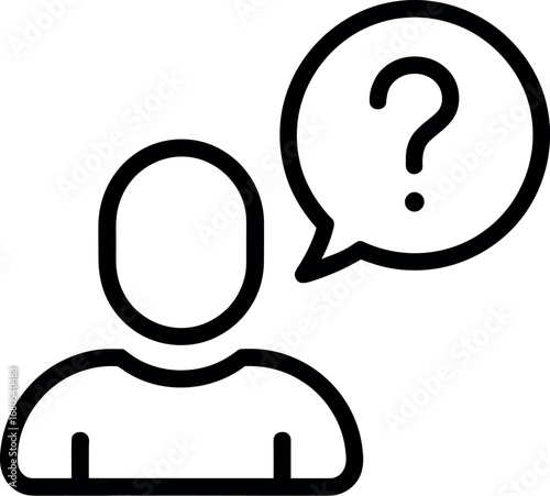 Person icon with a question mark in a speech bubble symbolizing inquiry confusion or uncertainty silhouette