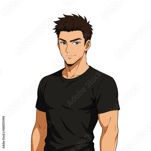 Confident Young Man in a Black T-Shirt