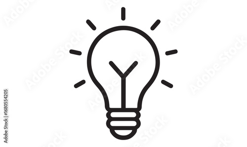 Flat Style Electric Bulb Outline Icon Graphic