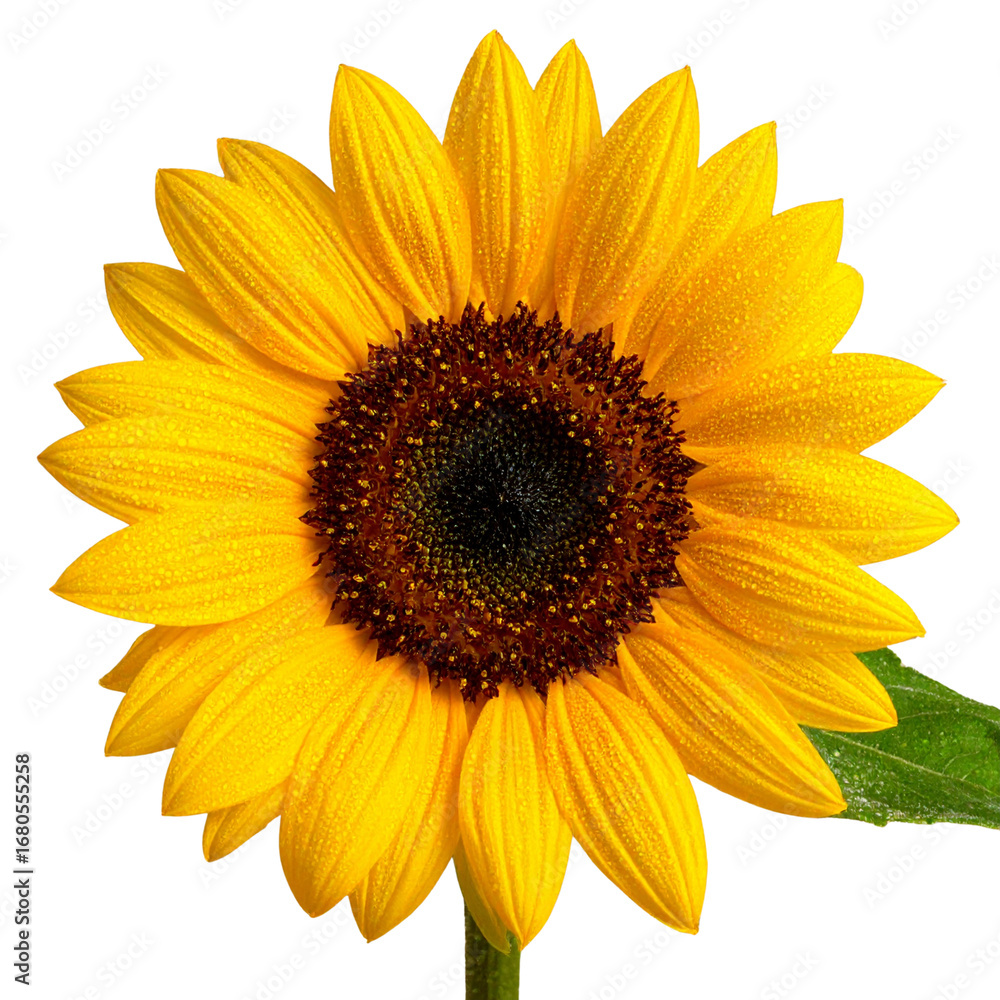 Fototapeta premium Bright yellow sunflower isolated on white background