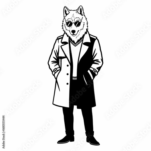 The Suave Wolf. illustration vector