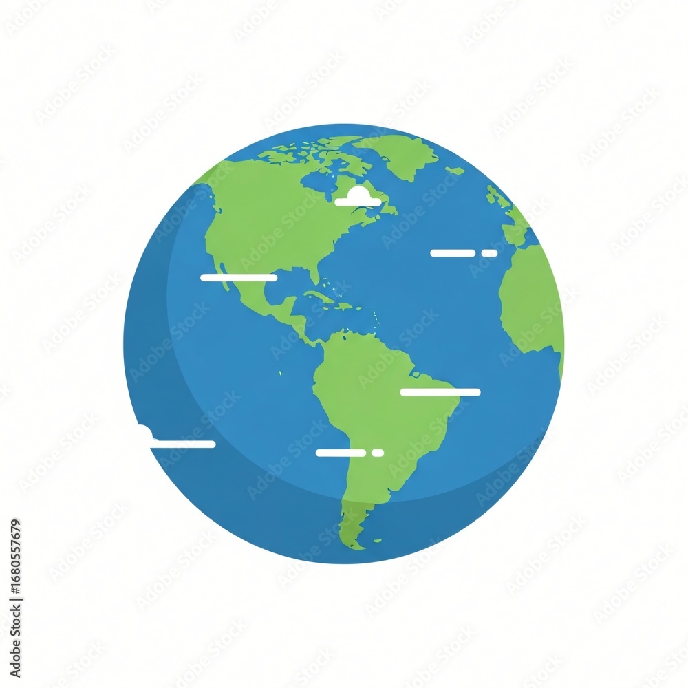 Naklejka premium Simple Flat Design Earth Globe Illustration Global Icon World Map Planet Earth Environmental Concept