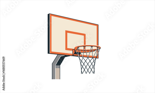 Sturdy Orange and White Rectangular Basketball Backboard with Net.