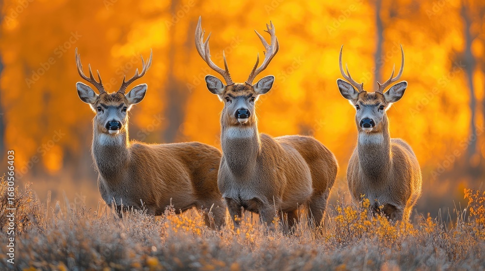 Fototapeta premium Majestic Deers in Autumn Forest