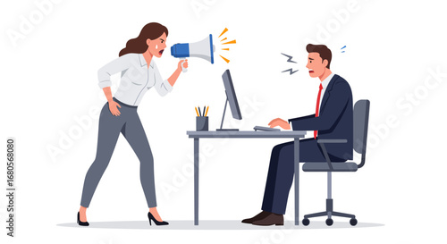 Boss Yelling at Office Worker – Close View