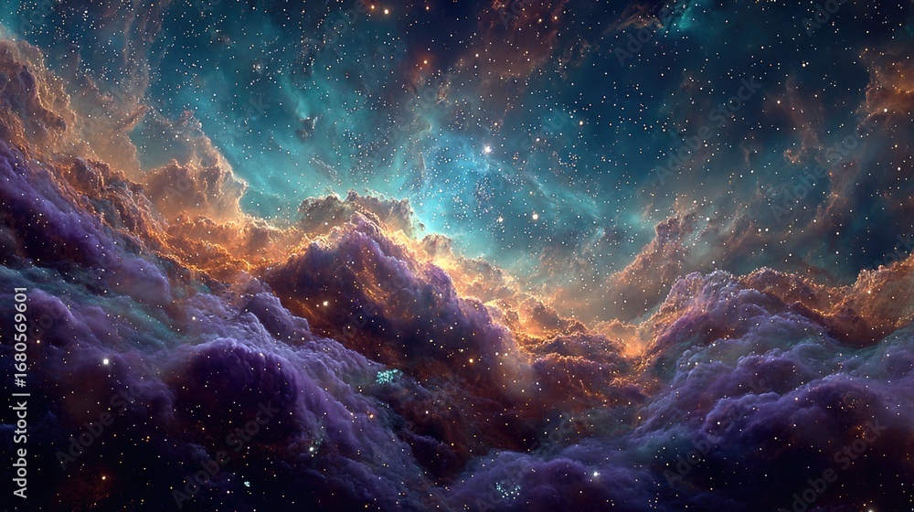 Fototapeta premium Cosmic nebula clouds of vibrant hues
