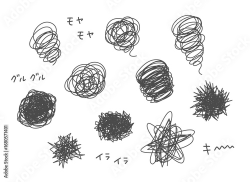 モヤモヤした感情を表したイラストセット