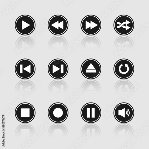 Multimedia black and white buttons
