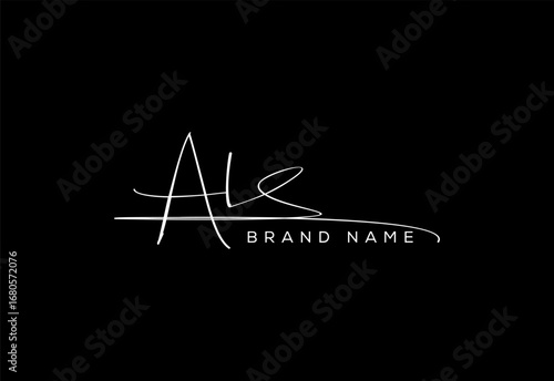 AL letter beauty cursive handwriting logo.