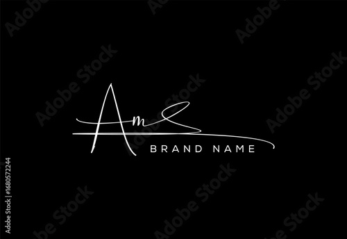 AM letter beauty cursive handwriting logo.