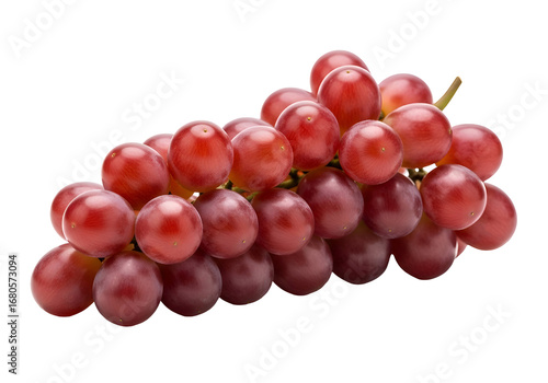 Fresh Red Grapes Bunch on White Background.