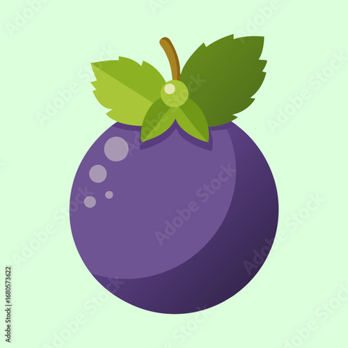 Flat vector illustration of a vibrant and juicy purple plum fruit