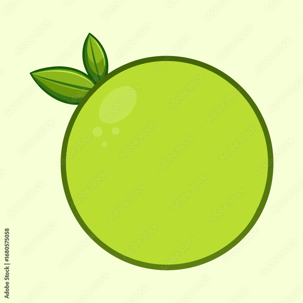 Bright green citrus fruit with leaves on a soft yellow background Bright green citrus fruit with leaves on a soft yellow background