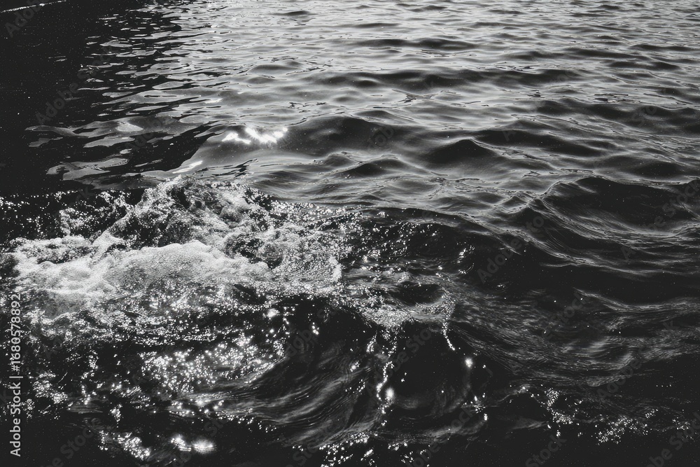 Naklejka premium Gray-scale water, waves, splash