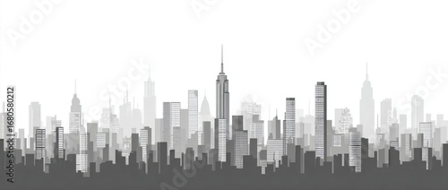 Monochromatic city skyline