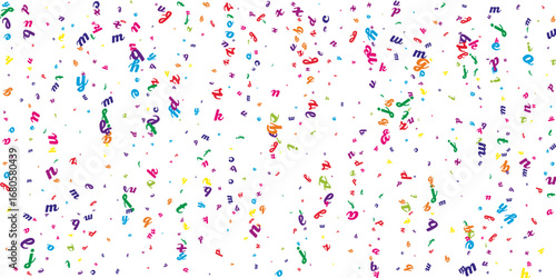 Scattered letters of latin alphabet. Colorful