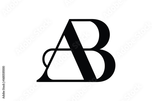 A stylized black and white logo featuring the letters a and b intertwined nicely