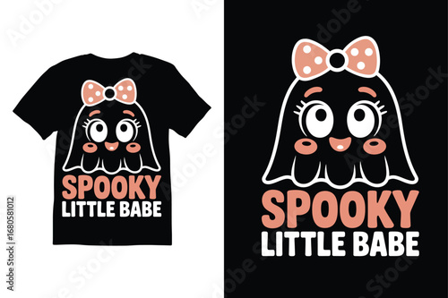 Spooky Little Babe Ghost T-shirt Design vector style 