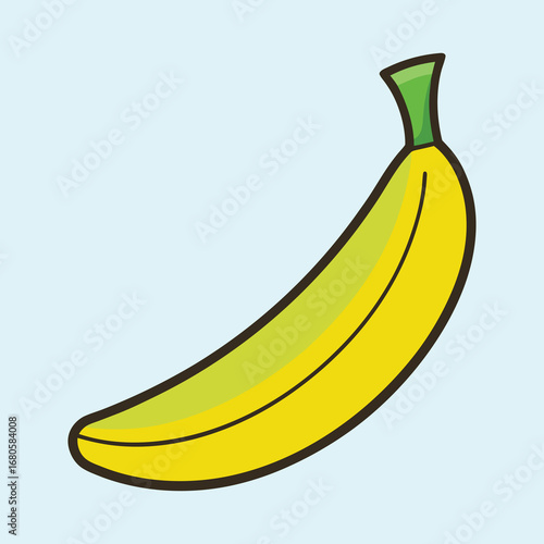 Cartoon banana on a blue background representing simplicity and healthy food