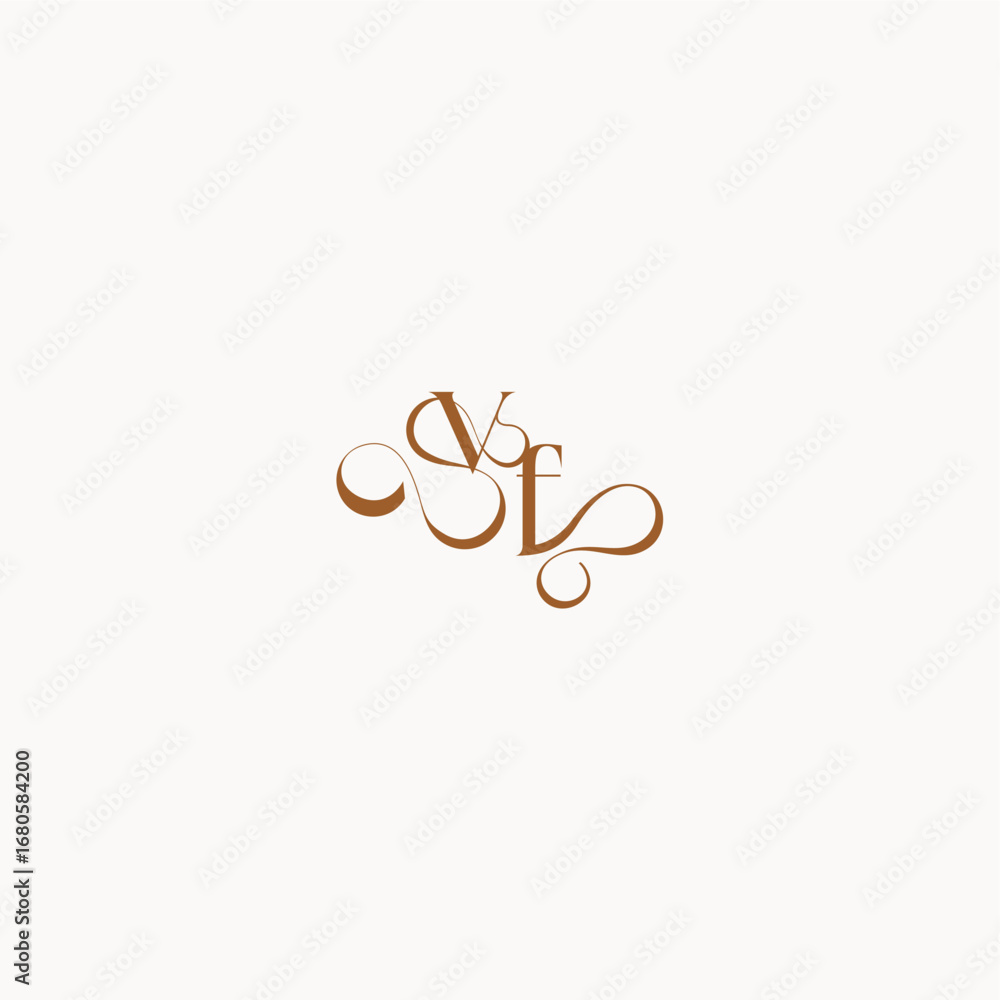 Obraz premium wedding initial concept FV luxury minimalist logo design caligraphic style monogram letter