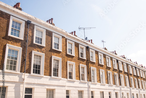 Street of upmarket expensive central London townhouses
