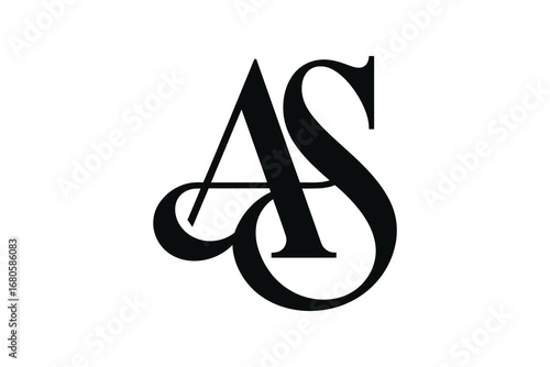 A stylized black and white logo featuring the letters a and s intertwined together