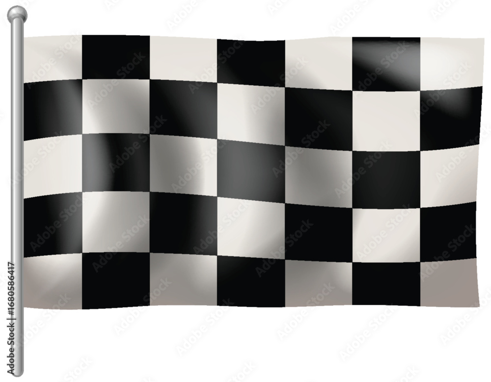 Fototapeta premium Waving Black and White Checkered Racing Flag Illustration