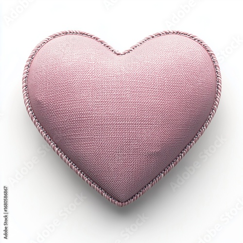 Pink love heart shape from denim fabric button, isolated white